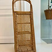 Étagère vintage en rotin et cannage – années 70