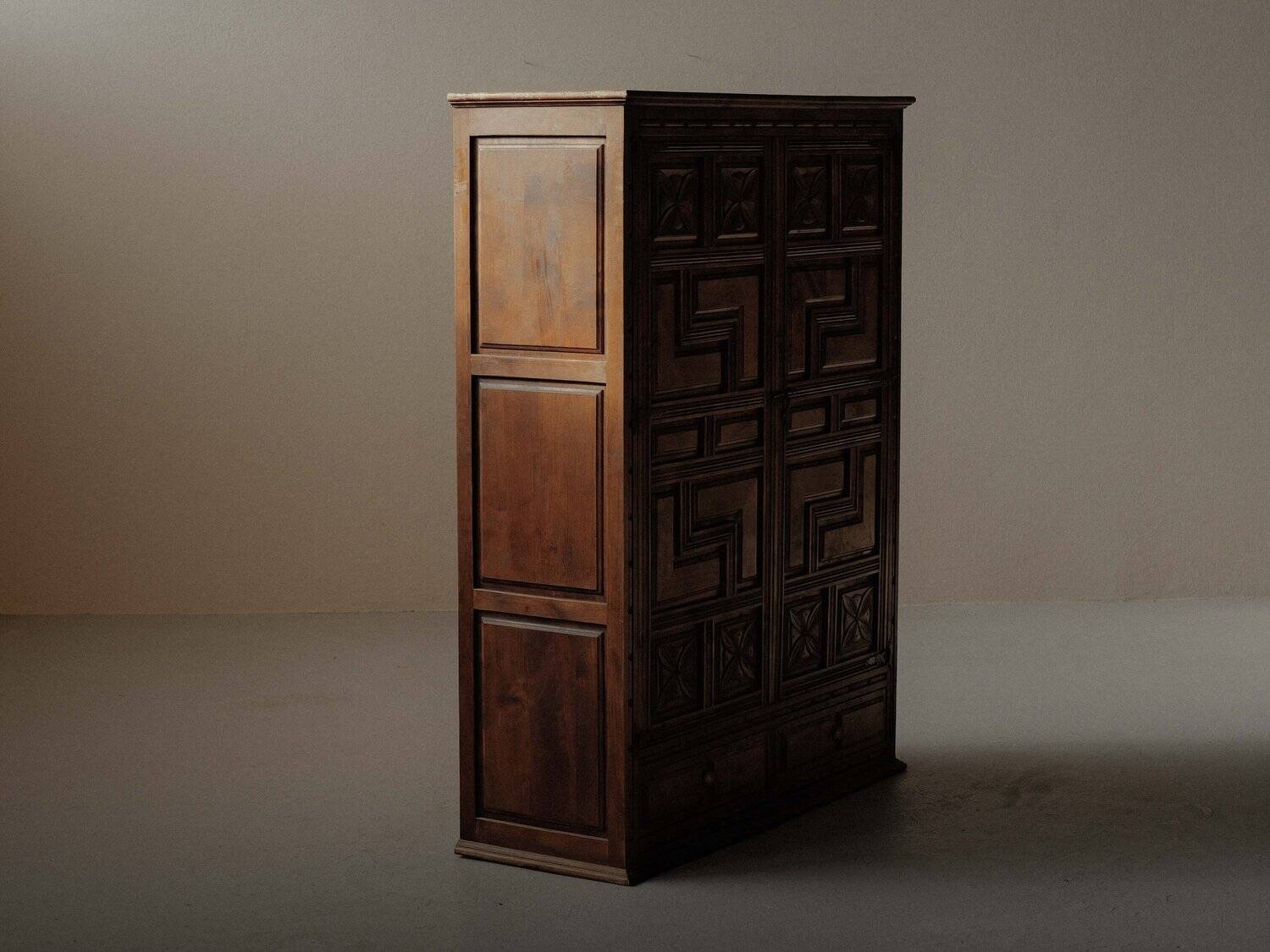 Handcrafted two-door cabinet, Spain, circa 1950