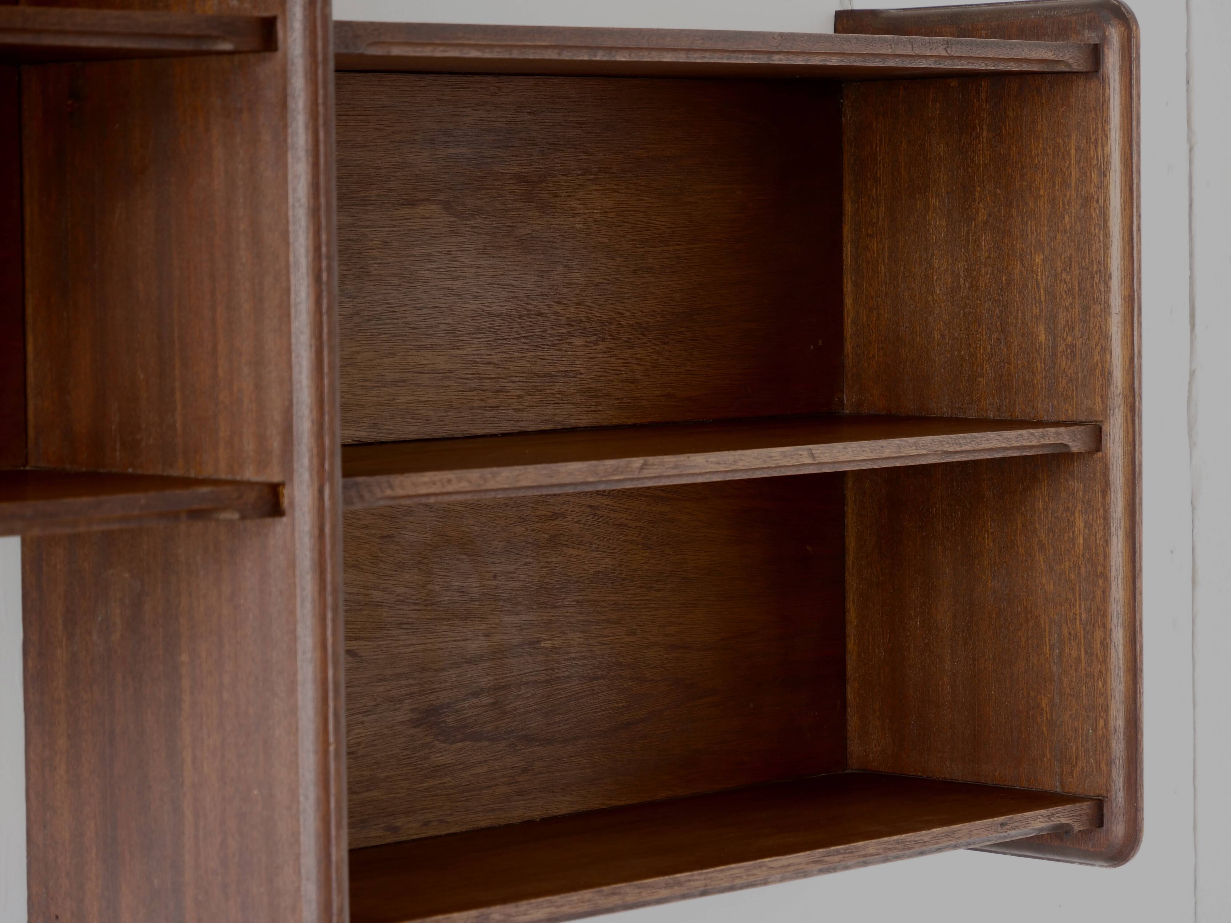 Art deco wall shelf in solid wood