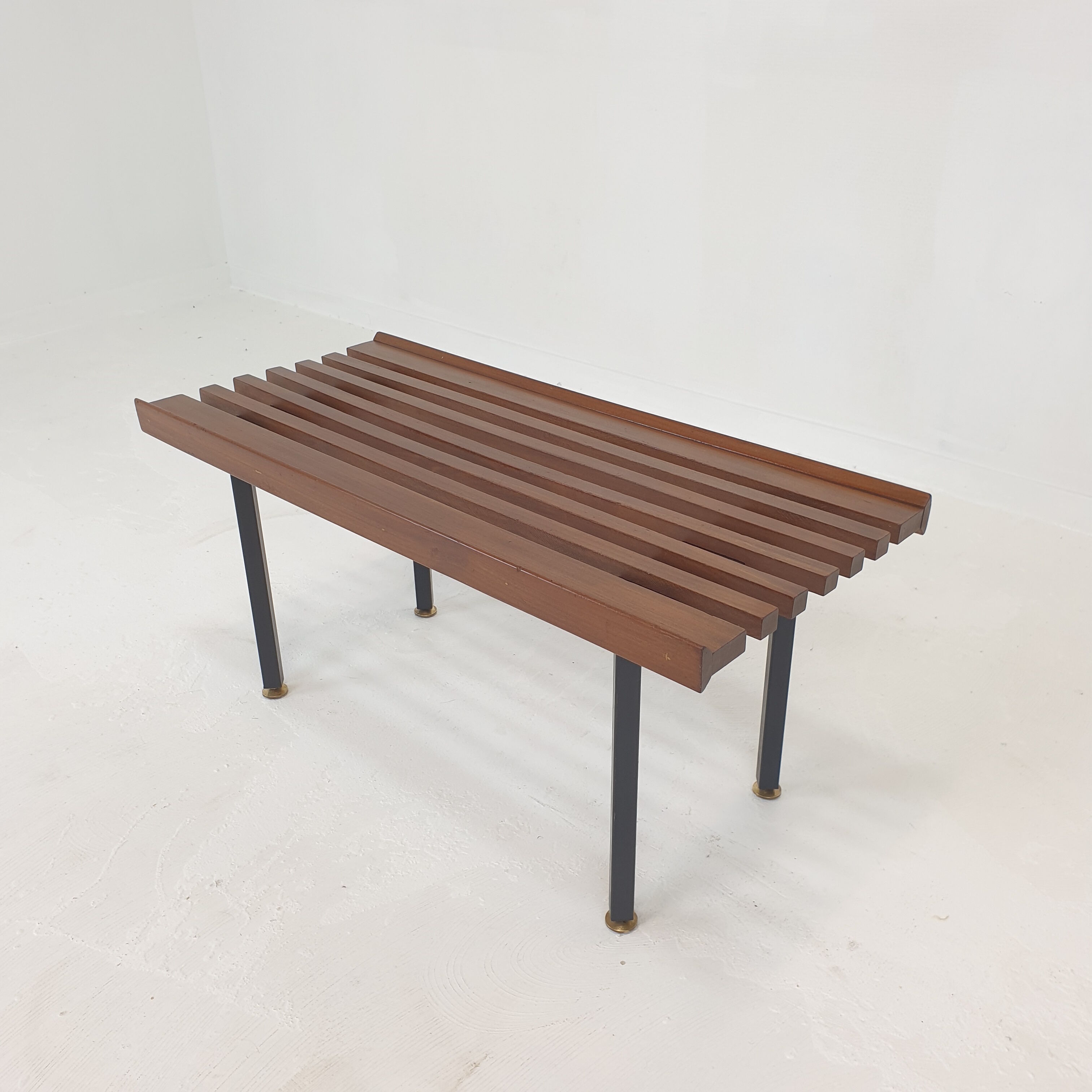 Bench in Teak with Brass Feet, Italy, 1950s