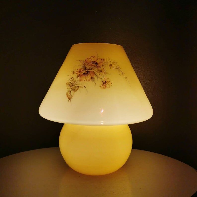 Super beautiful glass glass mushroom table lamp 70s