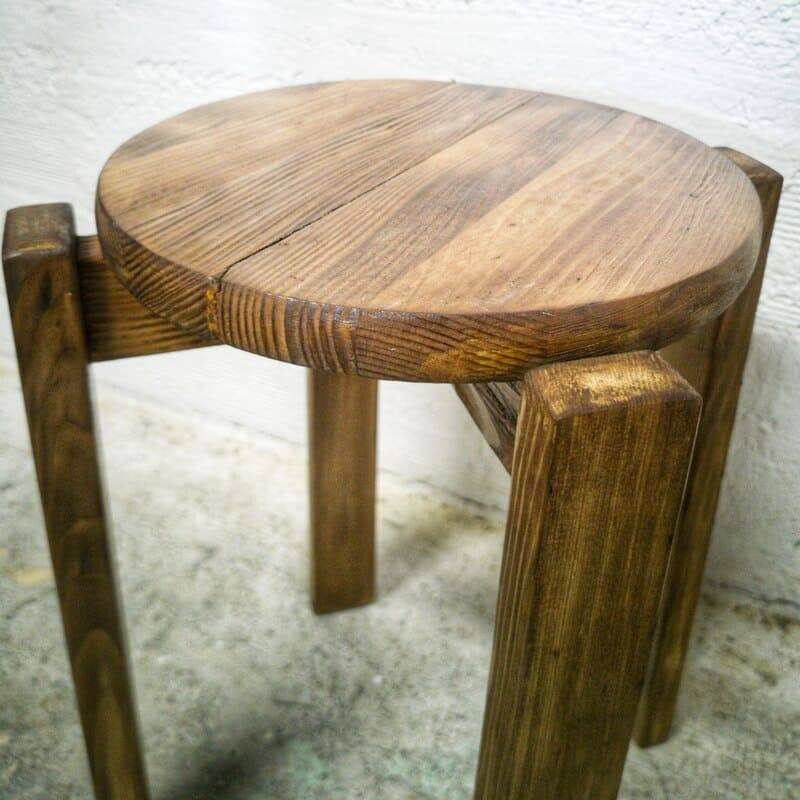Brutalist pine stool