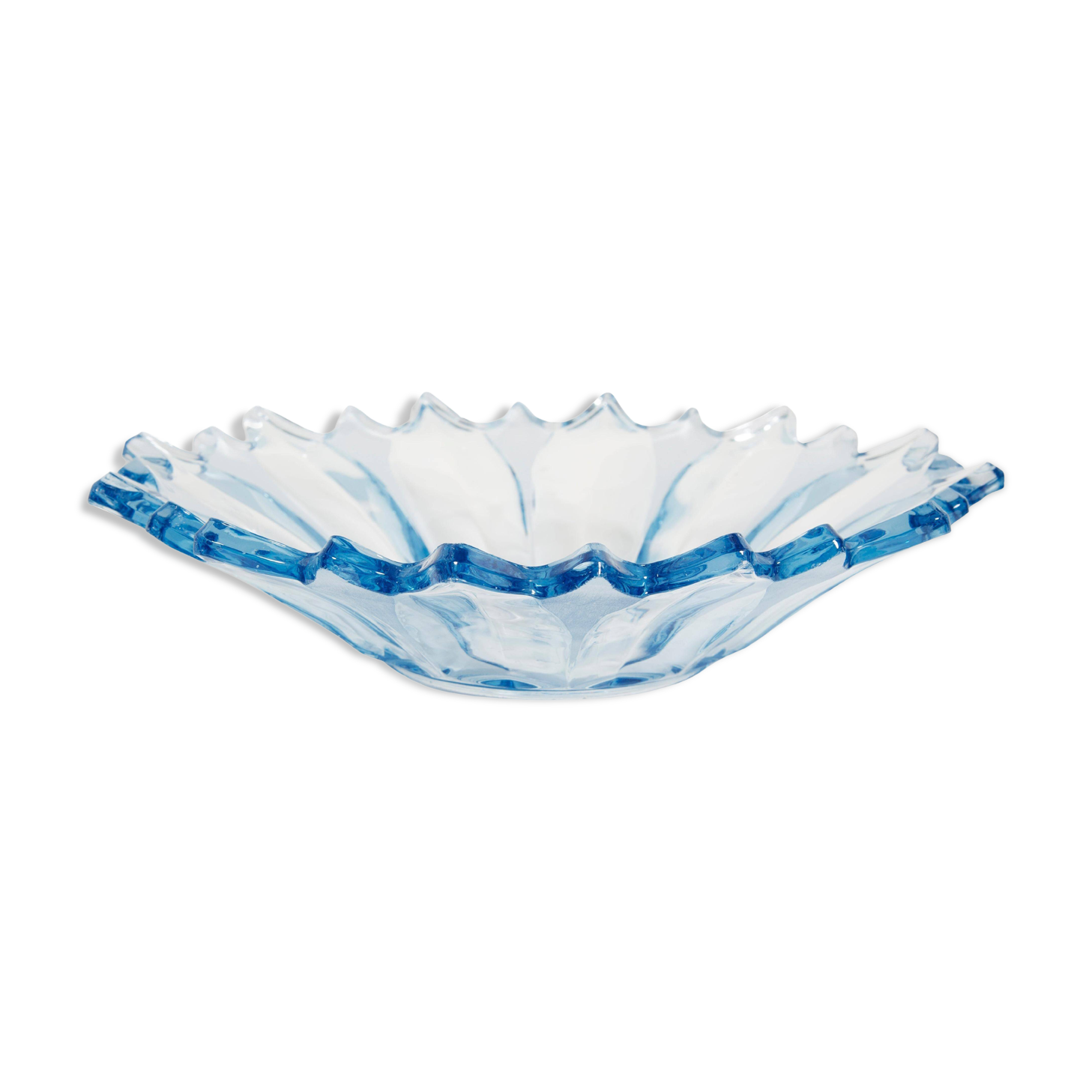 Assiette décorative vintage en verre bleu clair, Italie, années 1960