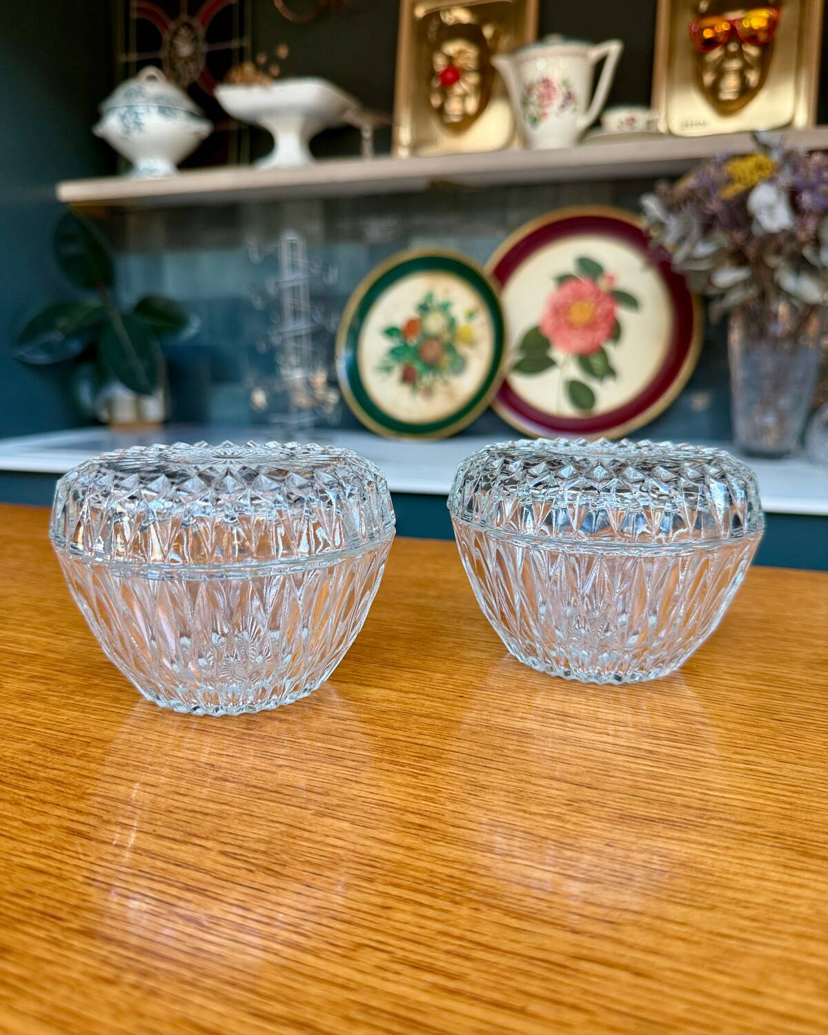 Antique chiseled glass candy box