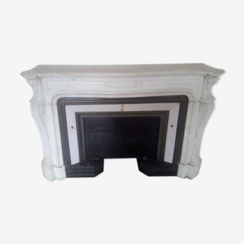 Fireplace XIX ° marble louis XV style with narrowed and floor slabs