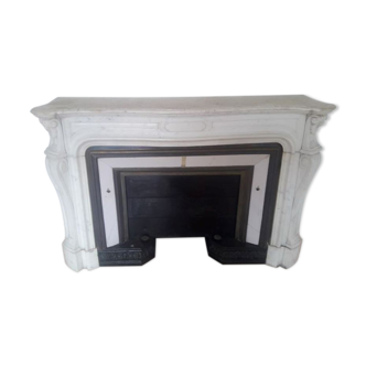 Fireplace XIX ° marble louis XV style with narrowed and floor slabs