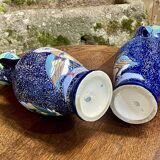 Pair of art deco enameled earthenware vases signed Amphora - Made in Czechoslovakia