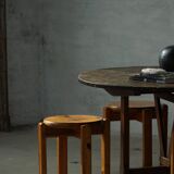 Mid-20th century, set of 4 vintage stackable pine stools, Danish design.