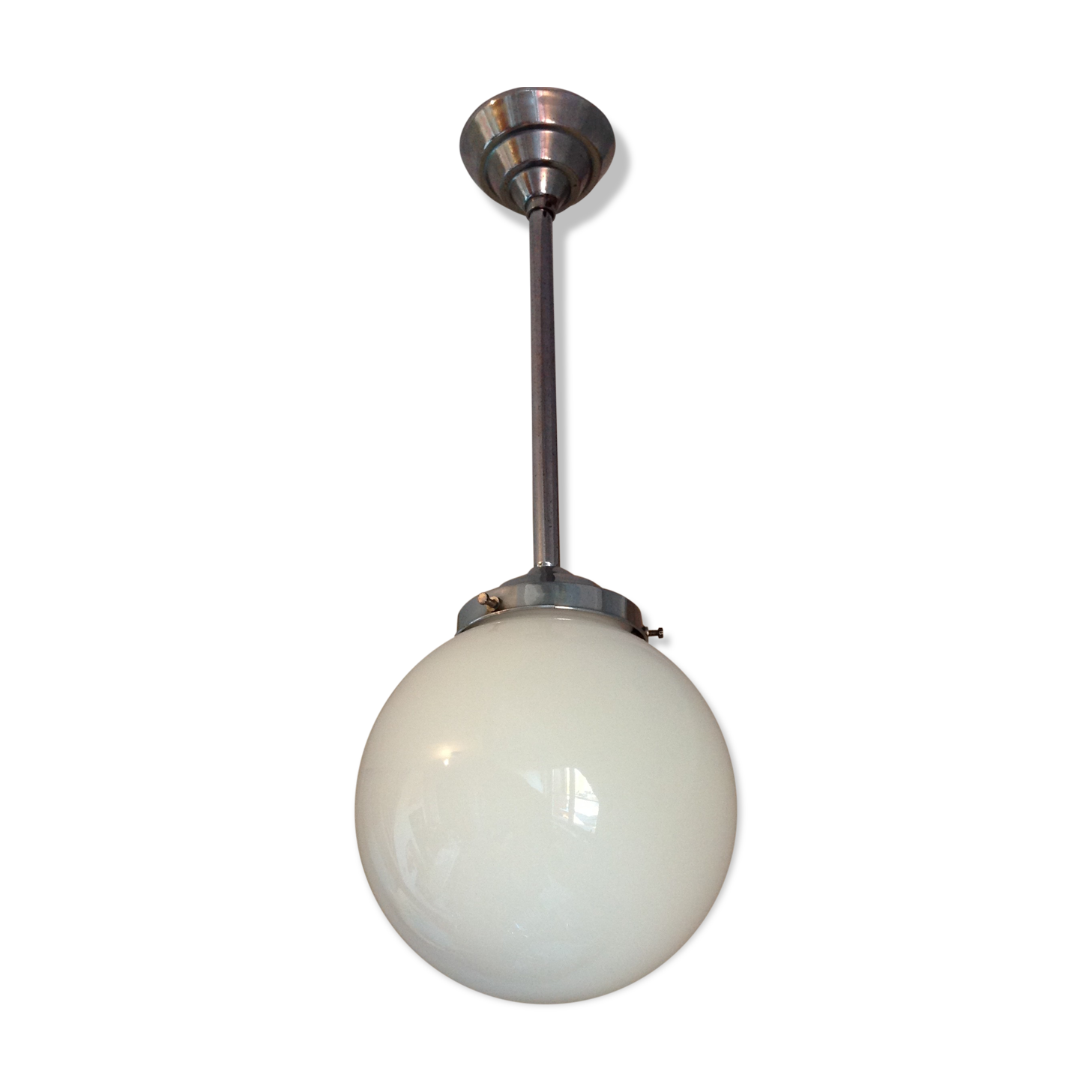 White opaline globe hanging lamp