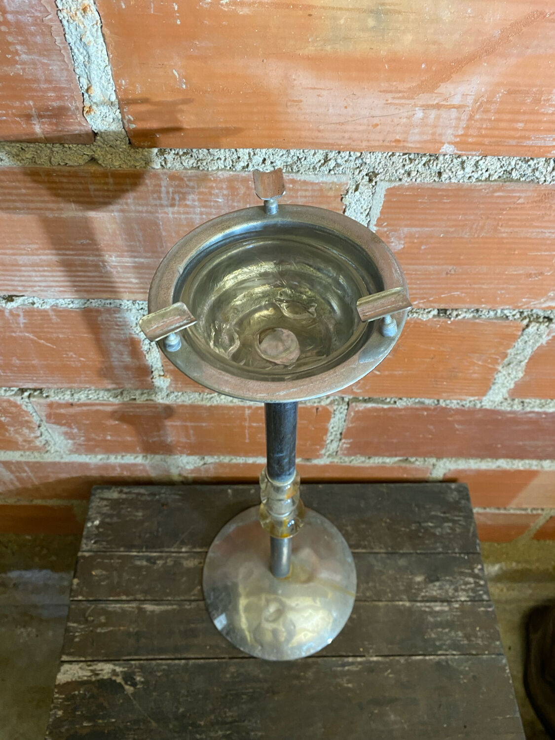 Tulip Foot Ashtray Chrome Metal + Glass Balls + Vintage Ashtray