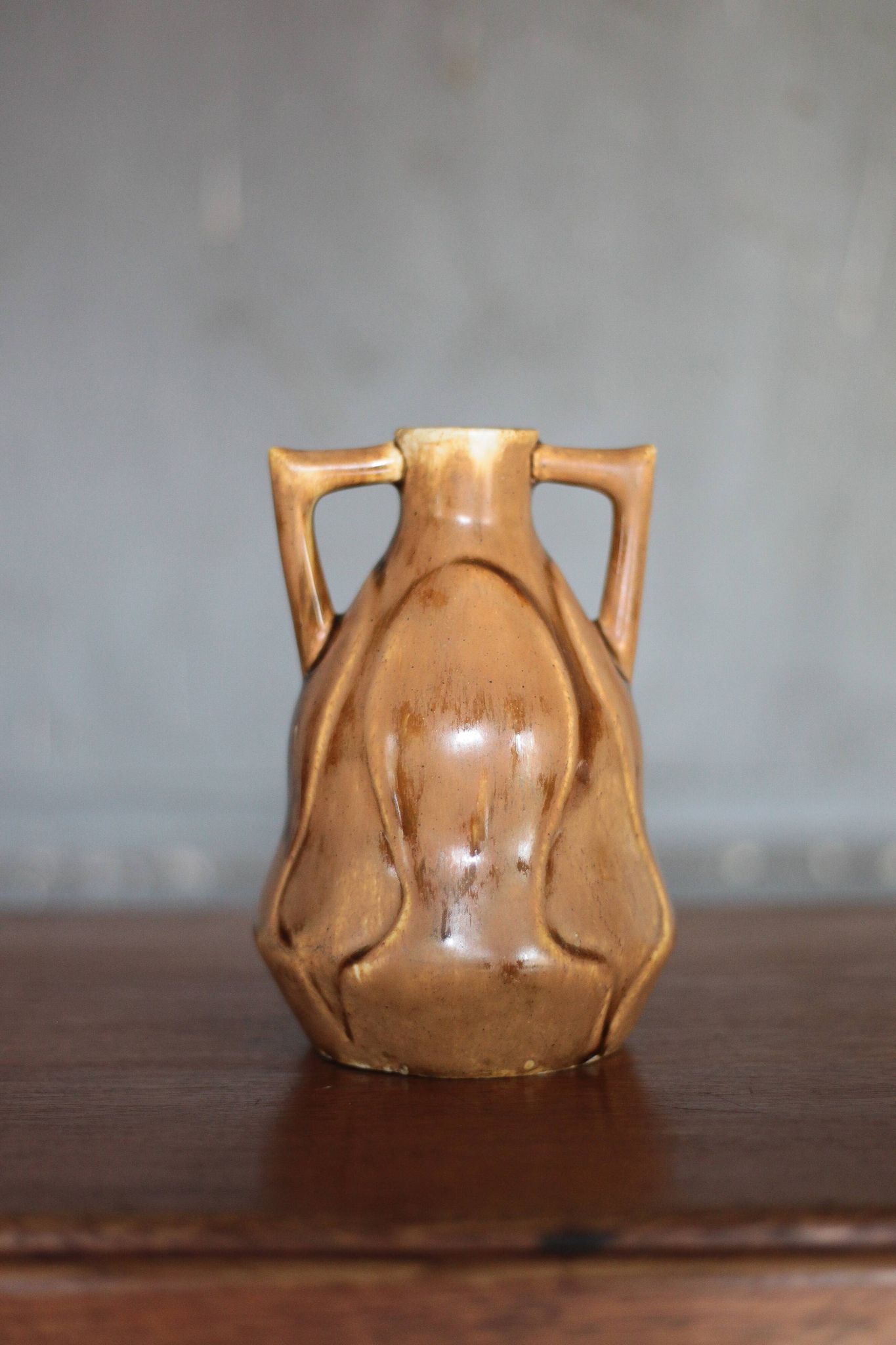 Vase céramique vernissé vintage, petit vase à anses, décoration intérieur