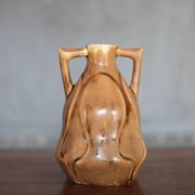 Vase céramique vernissé vintage, petit vase à anses, décoration intérieur