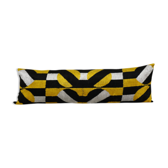 Yellow ikat velvet bedding pillow