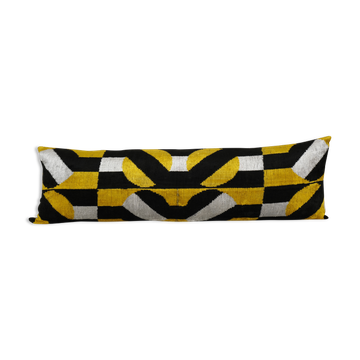Yellow ikat velvet bedding pillow