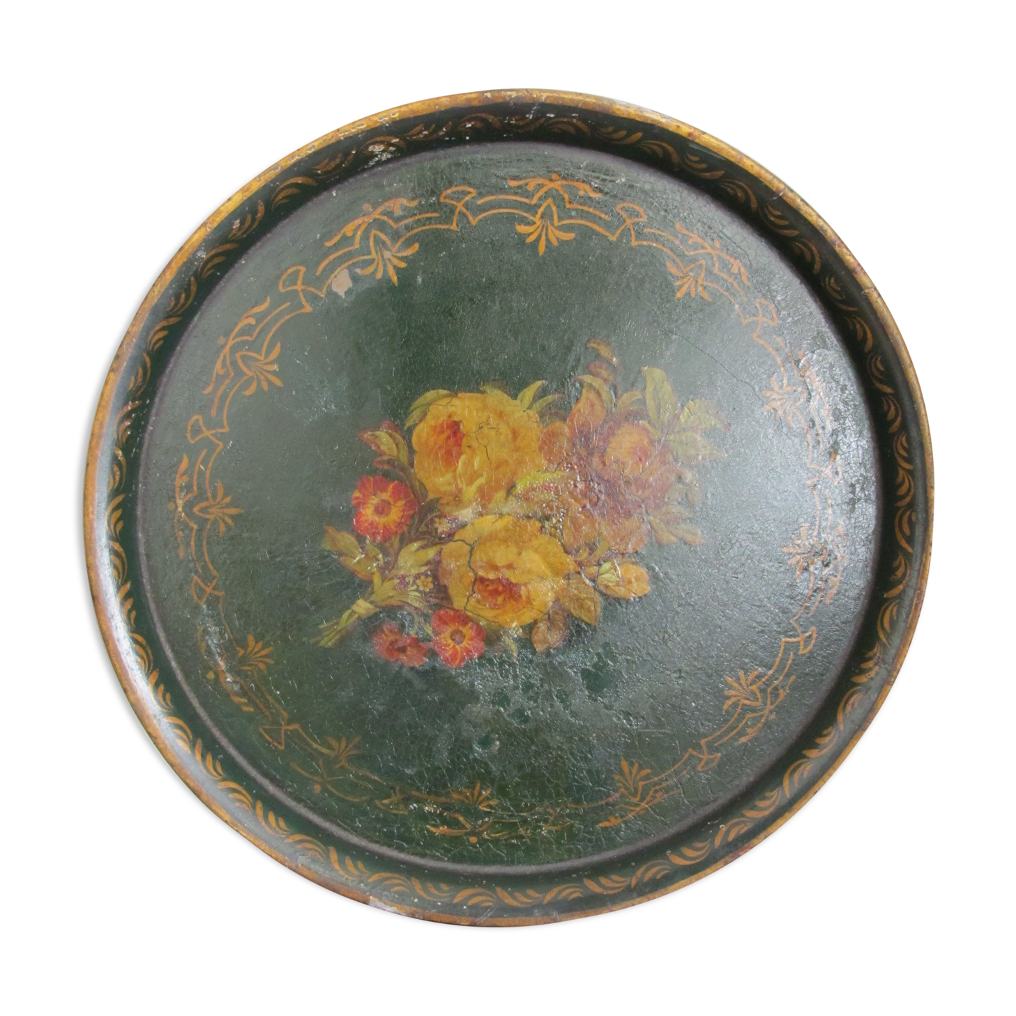 Napoleon III painted metal tray