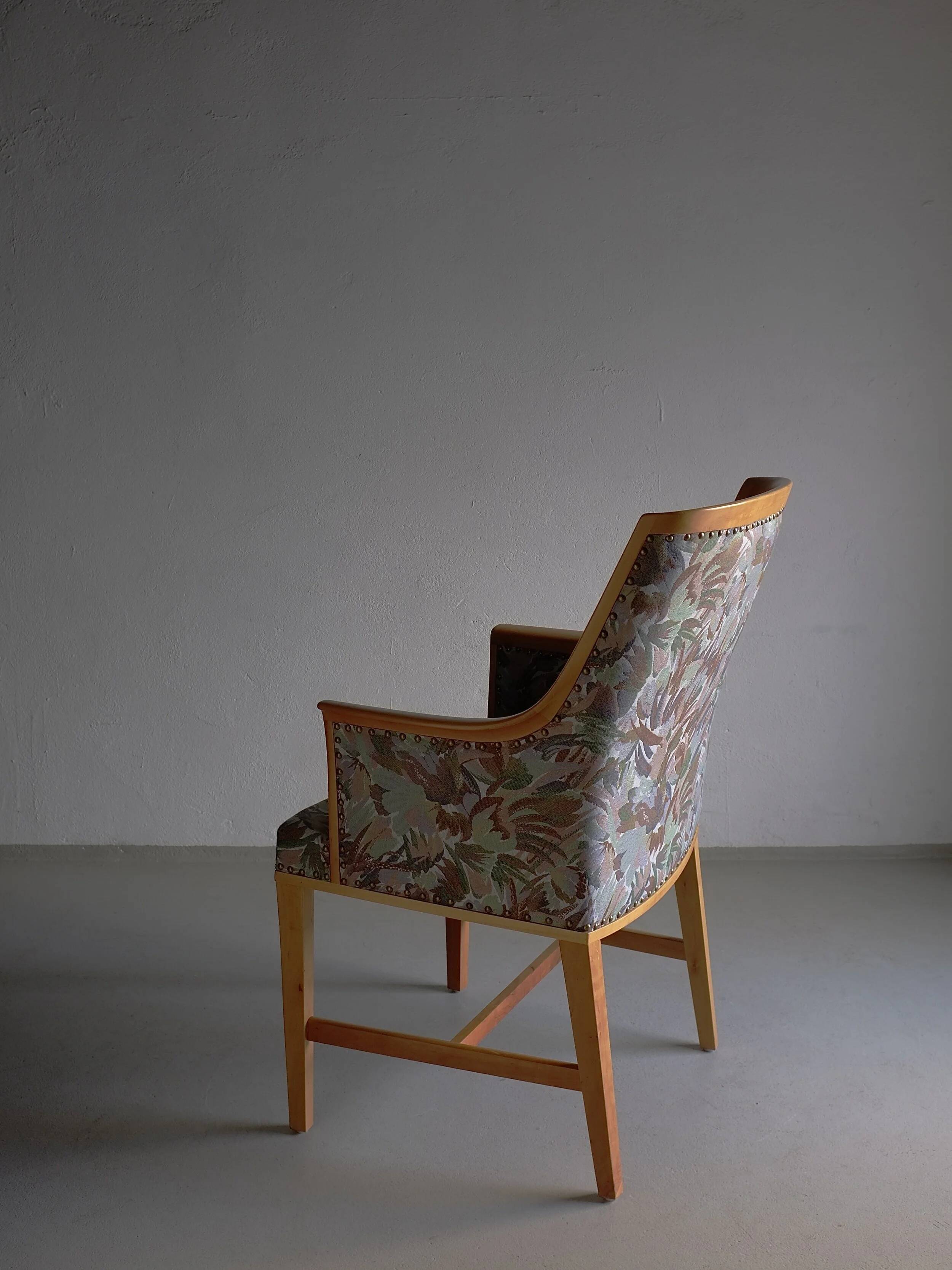 Swedish Grace floral birch wood armchair