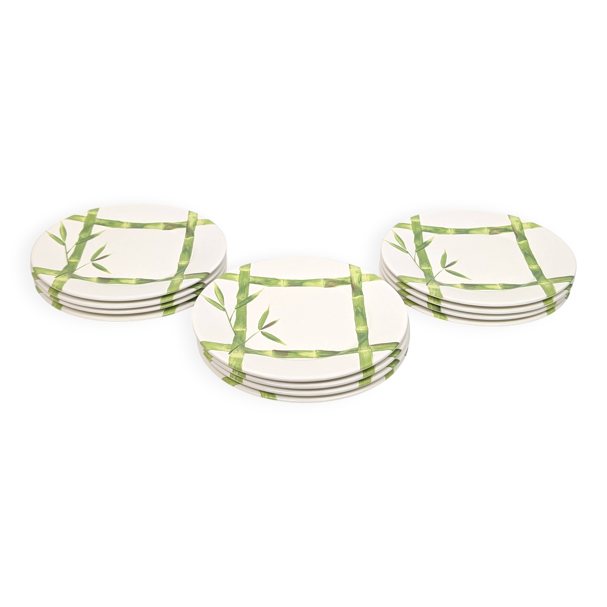 Set of 12 "bamboo" dessert plates