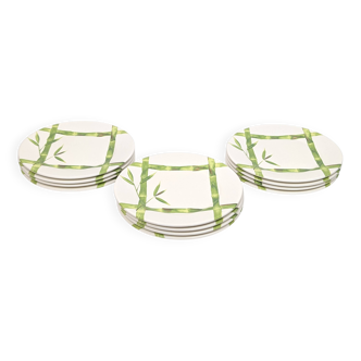 Set of 12 "bamboo" dessert plates