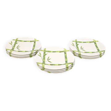 Set of 12 "bamboo" dessert plates