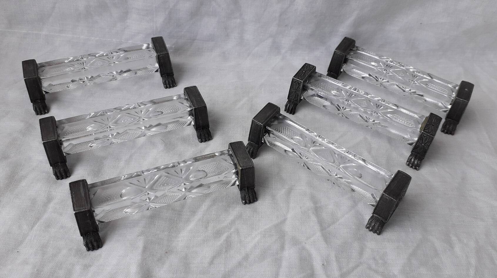 6 porte-couteaux cristal et métal