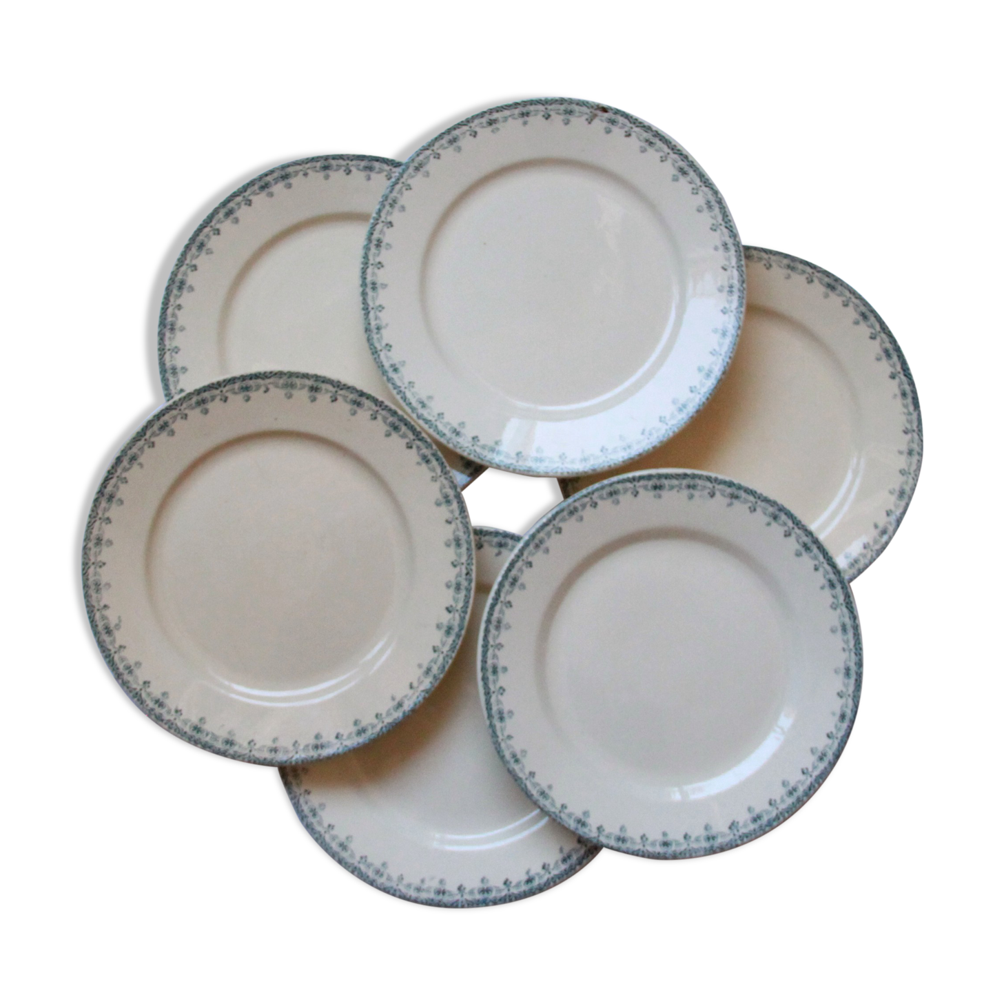 Set of 6 flat plates hb and cie terre de fer model nice old french earthenware