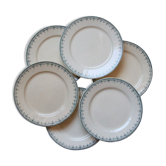 Set of 6 flat plates hb and cie terre de fer model nice old french earthenware