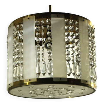 Crystal Glass and Brass Pendant by Jablonecké Sklárny