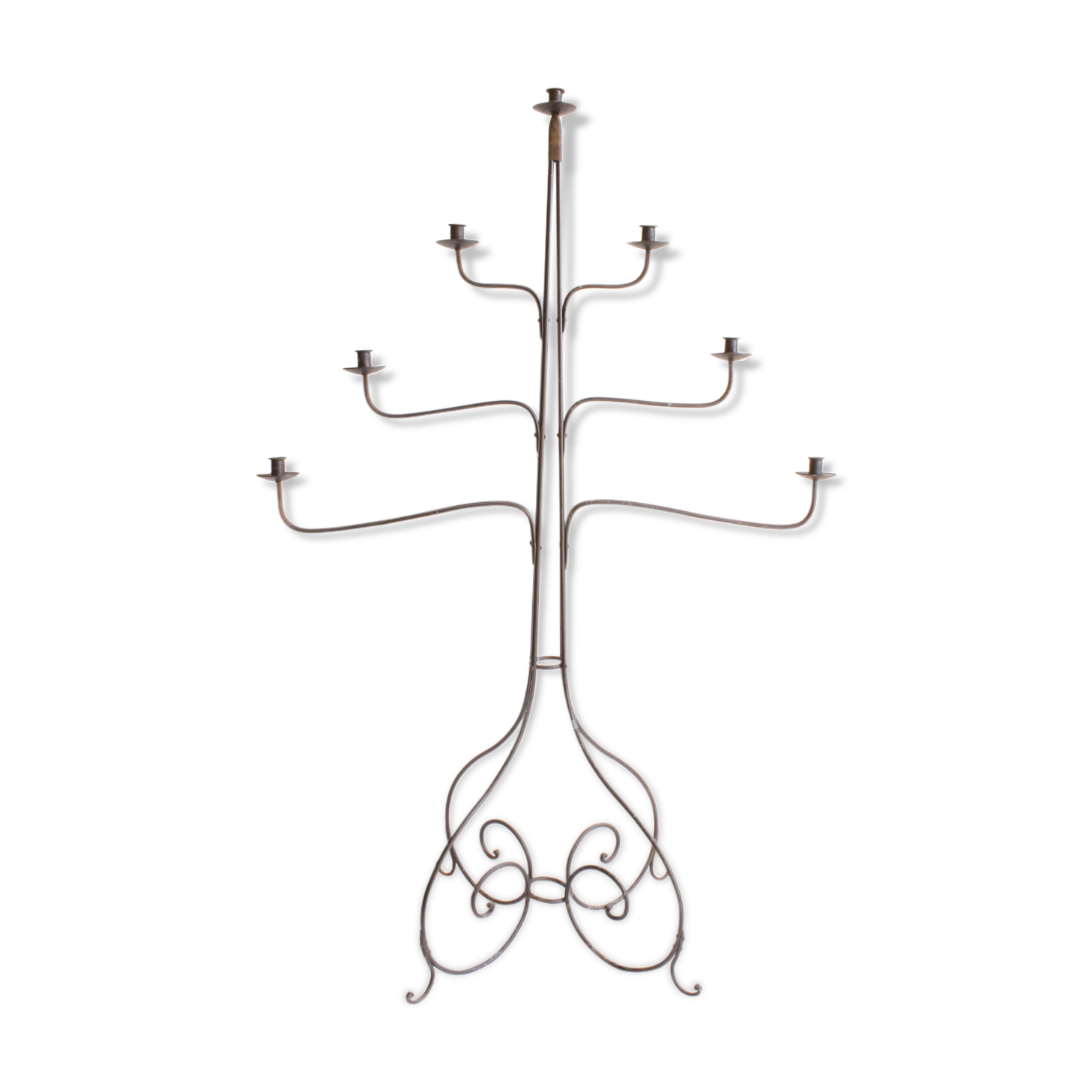 Large Wrought Iron Floor Candelabra, 1950s