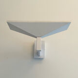 Modernist vintage Disderot wall lamp, white lacquered metal, Glass and Light 1970