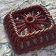 Fruit bowl in red slip, square shape, enamelled ceramic, old