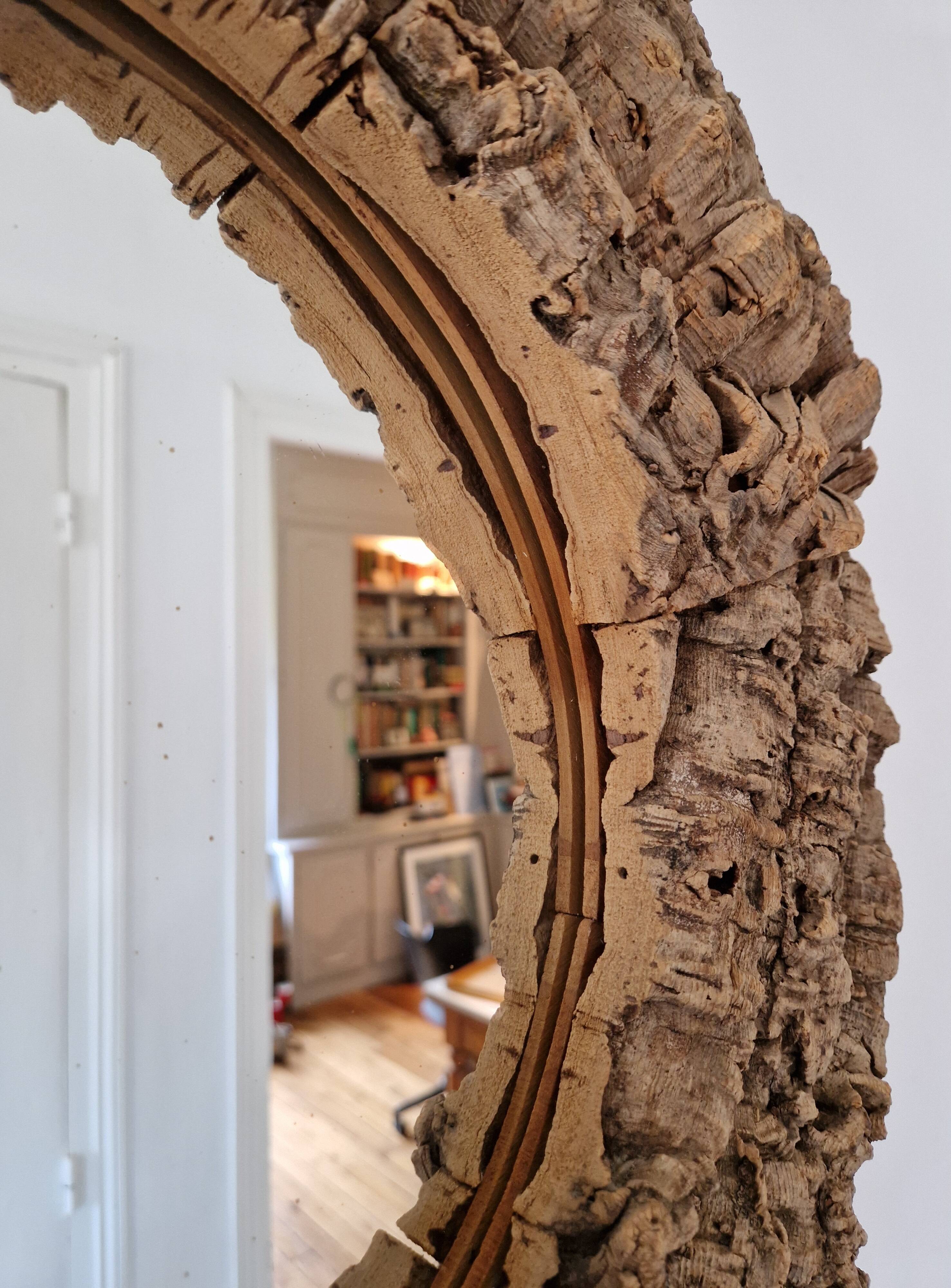 Vintage 70s round cork mirror