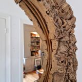 Miroir rond en liège vintage années 70