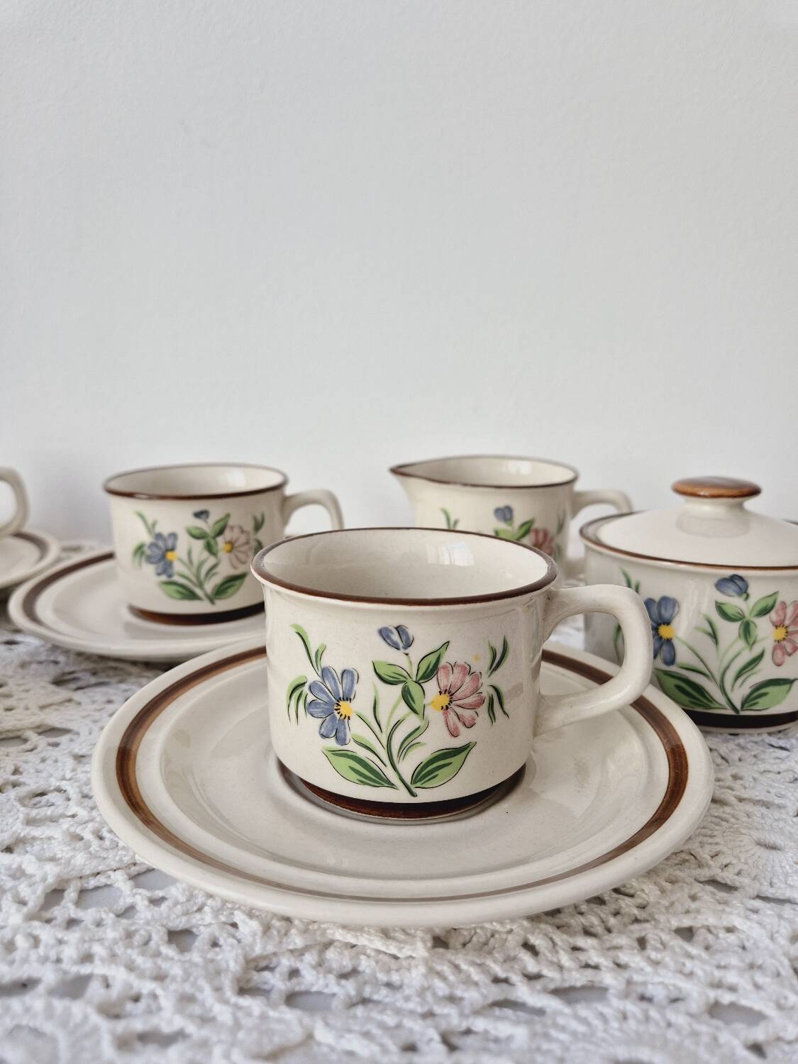 Vintage Flower Pattern Stoneware Tea/Coffee Set