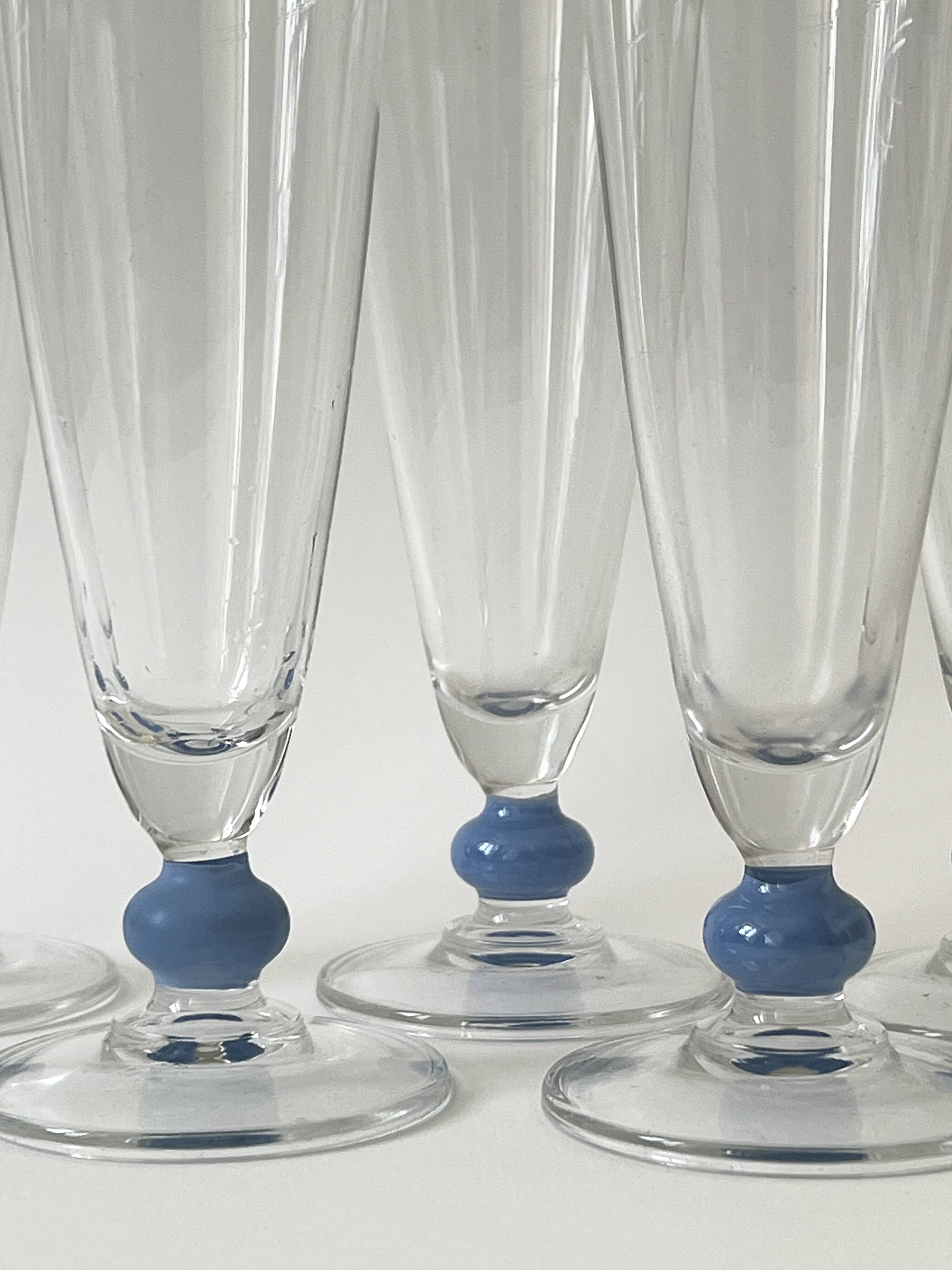 Set of 5 Murano glass glasses, circa 1970.