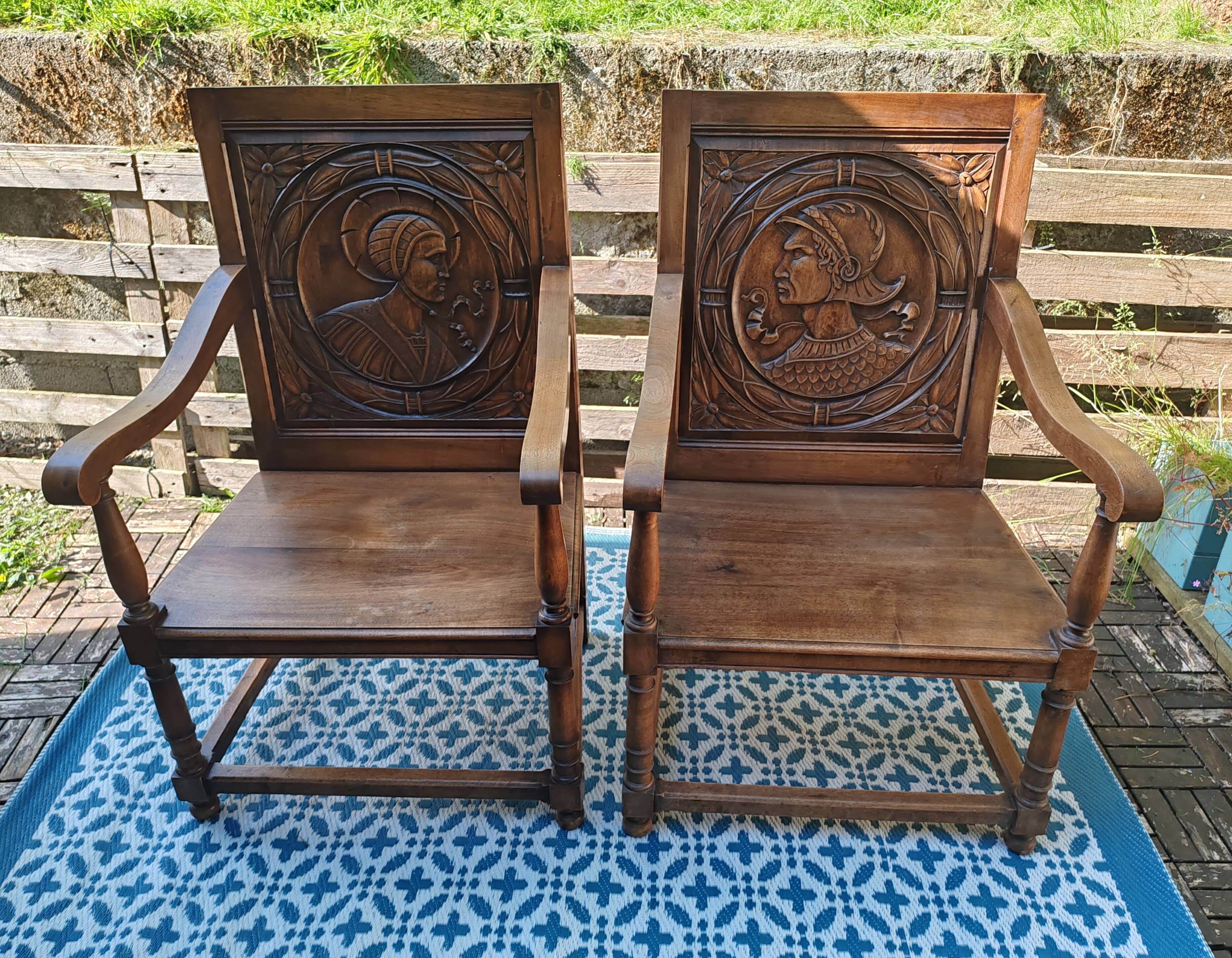 Lot of Antique Wooden Armchairs