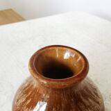 Vase vintage en céramique brune : décoration bohème yougoslave des années 1970