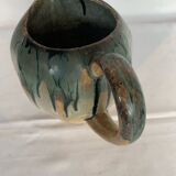 Flamed stoneware pitcher.