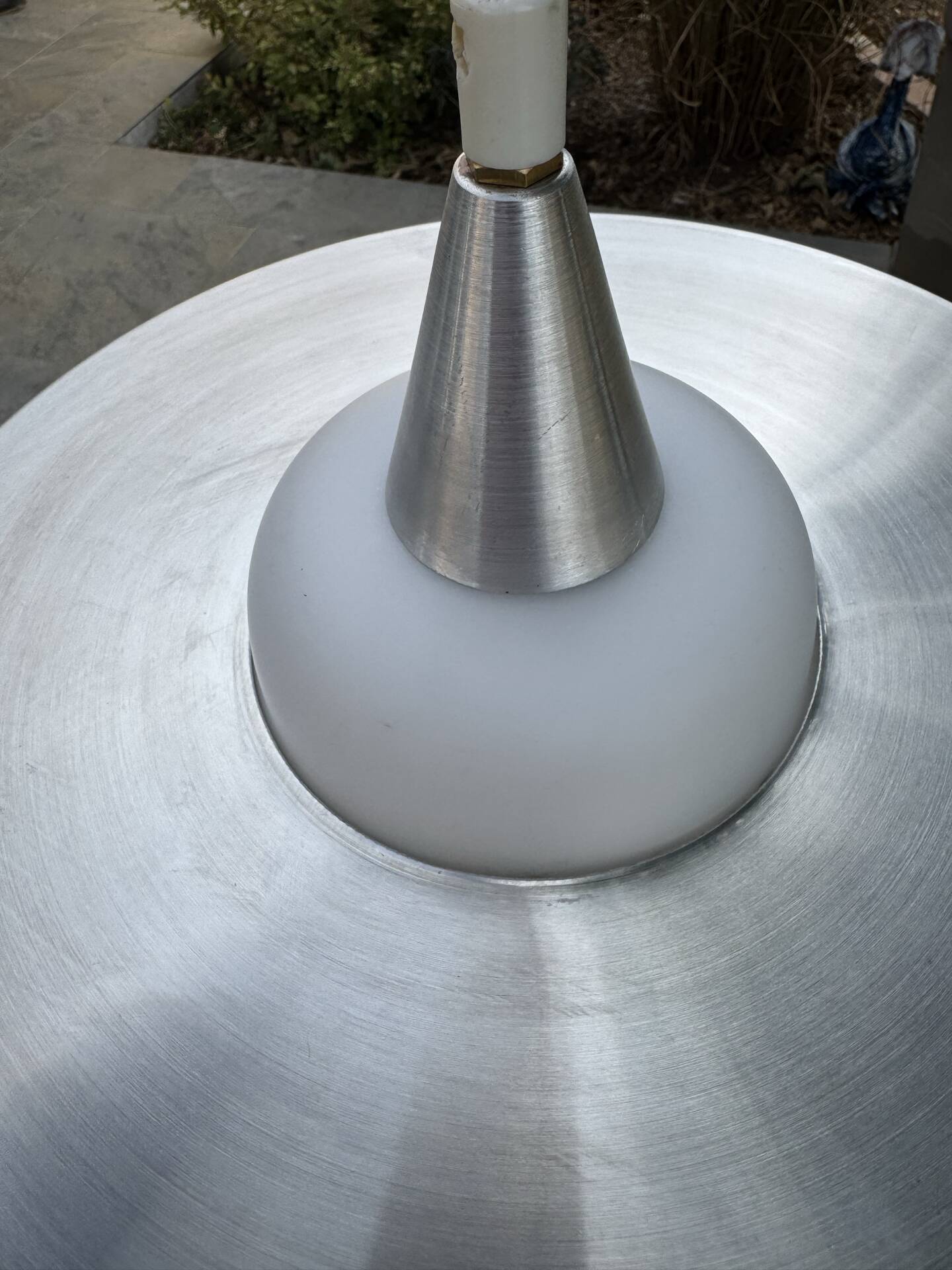 Scandinavian aluminium & opaline suspension - LYFA design by Bent Karlby