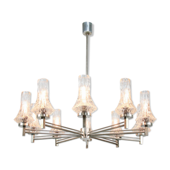 Large Minimalist 10-Arm Chandelier, 1950s