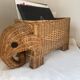 vintage rattan elephant magazine/vinyl holder
