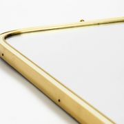Large heavy long Mid Century brass wall mirror by Münchner Zierspiegel