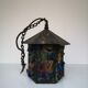 Peter Marsh porch lantern, colored glass, lead and Hammered Sheet metal, 1950s Arts & Crafts