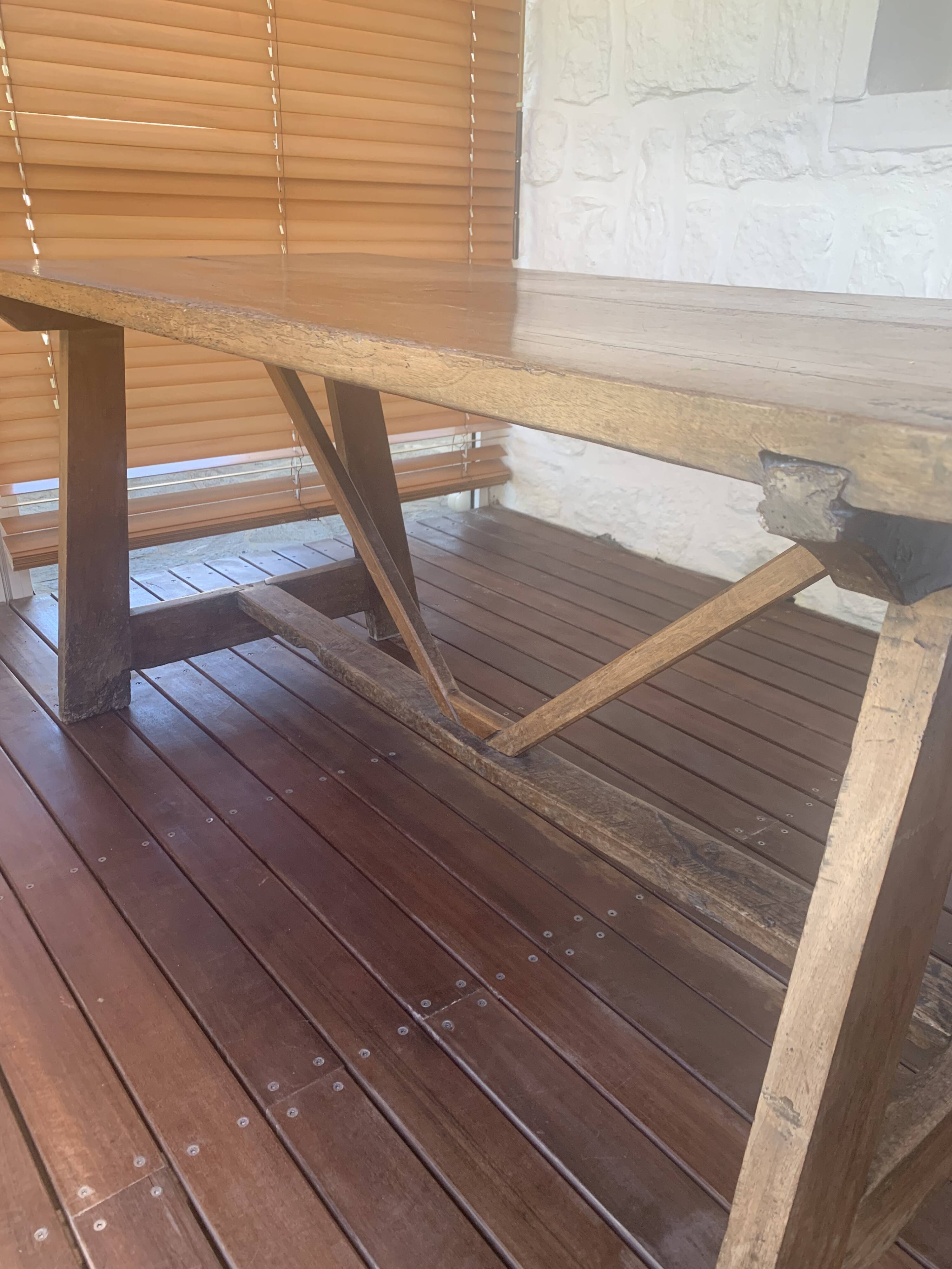 Large antique farmhouse table in solid wood – country/monastery spirit