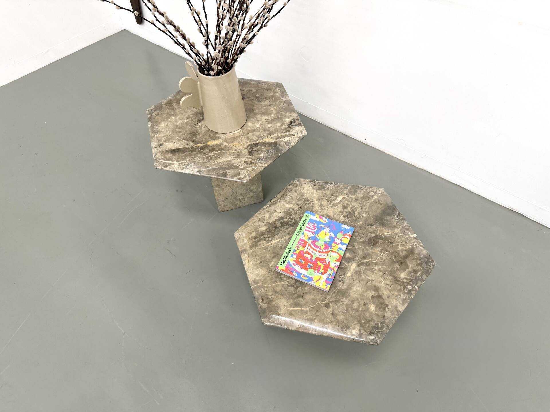 Pair of Italian marble coffee tables, circa 1970.