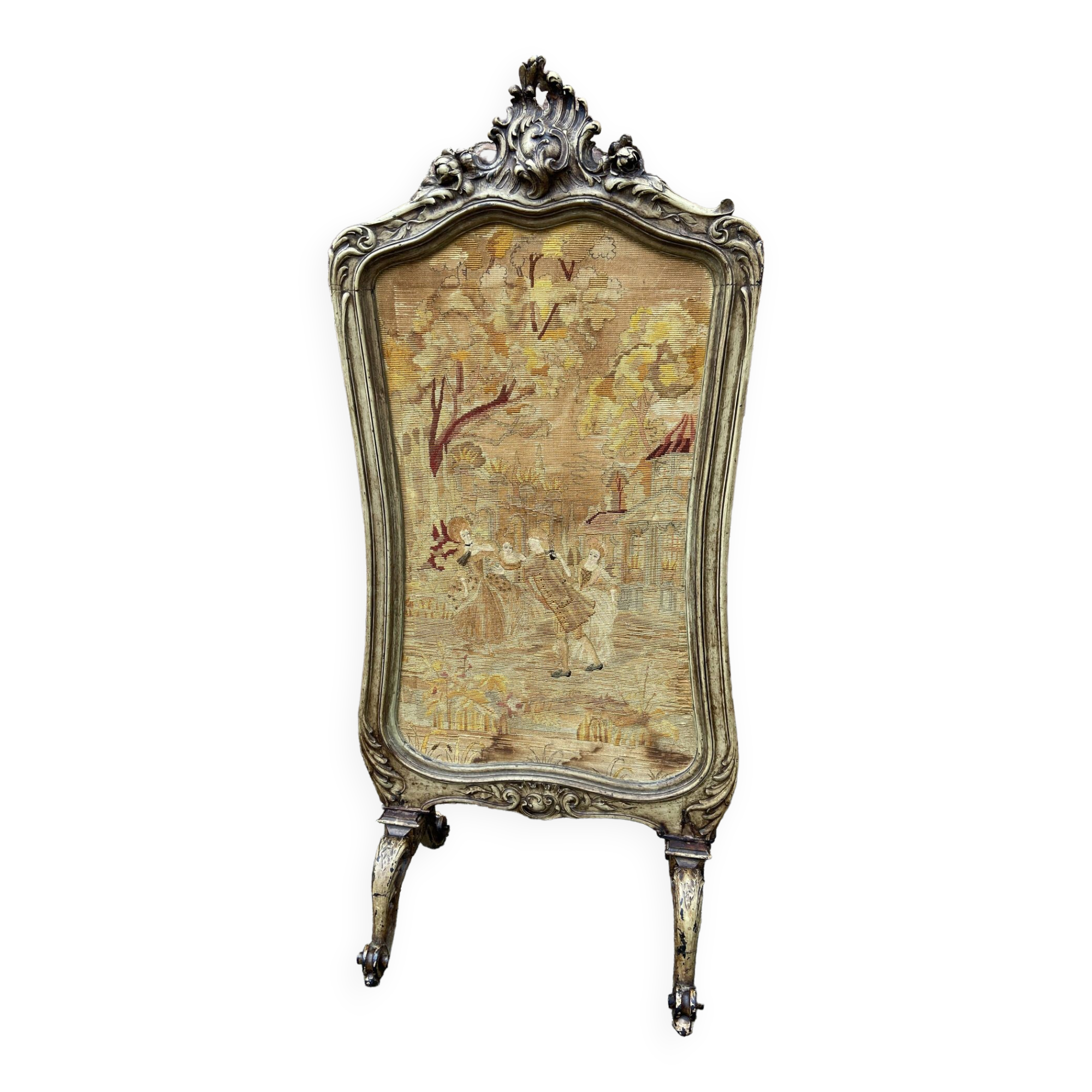 Louis XV fireplace fire screen Rocaille walnut 19th century