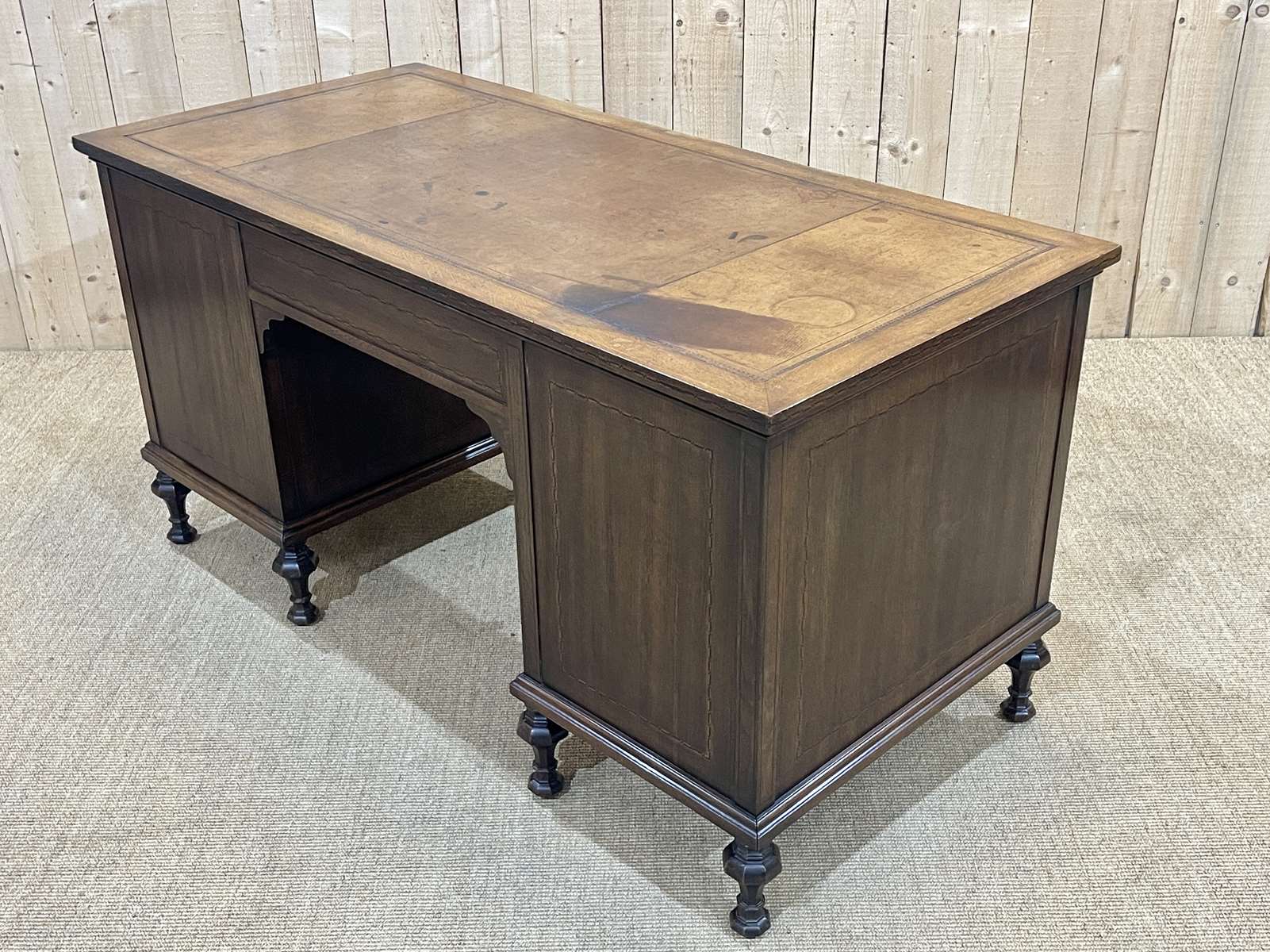 1930s English flat desk in oak
