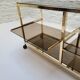 70s glass and gold metal TV stand coffee table