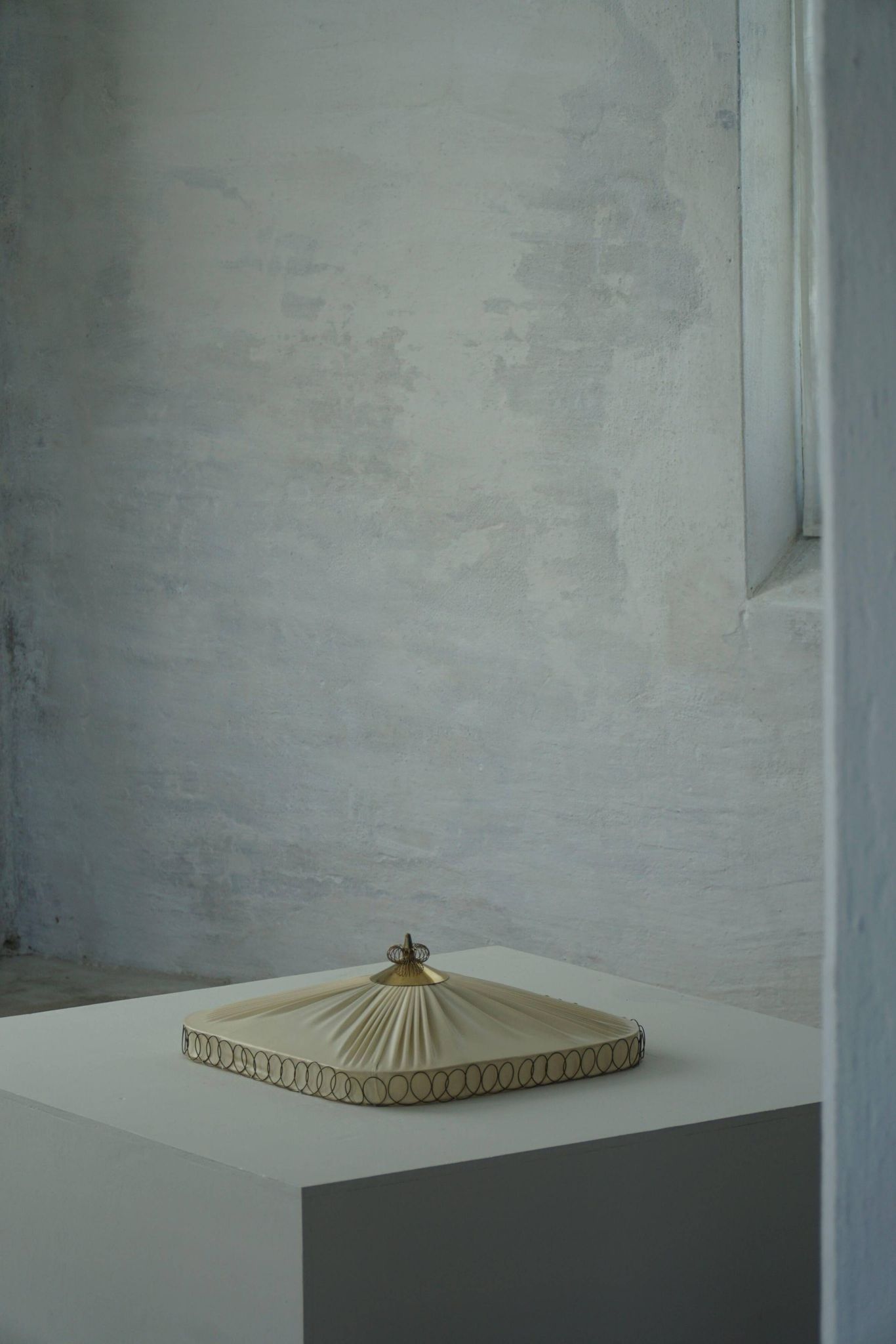 Swedish mid-century ceiling lamp with brass details, 1950s.
