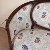Louis XVI Style Basket Bench with floral fabric