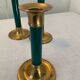 Trio of vintage bronze candle holders